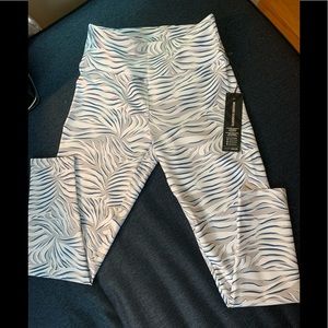 High waisted ankle length legging “blue zebra”